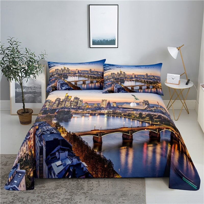 City Lighting View Print Bedding Set