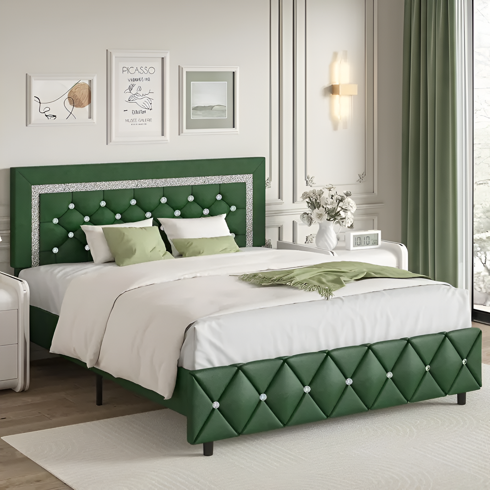 Modern Diamond Bed Frame Adjustable HeadboardModern Diamond Bed Frame Adjustable Headboard - Image 4