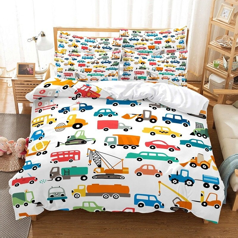 Animated Car Printing Duvet Cover Bedding Set