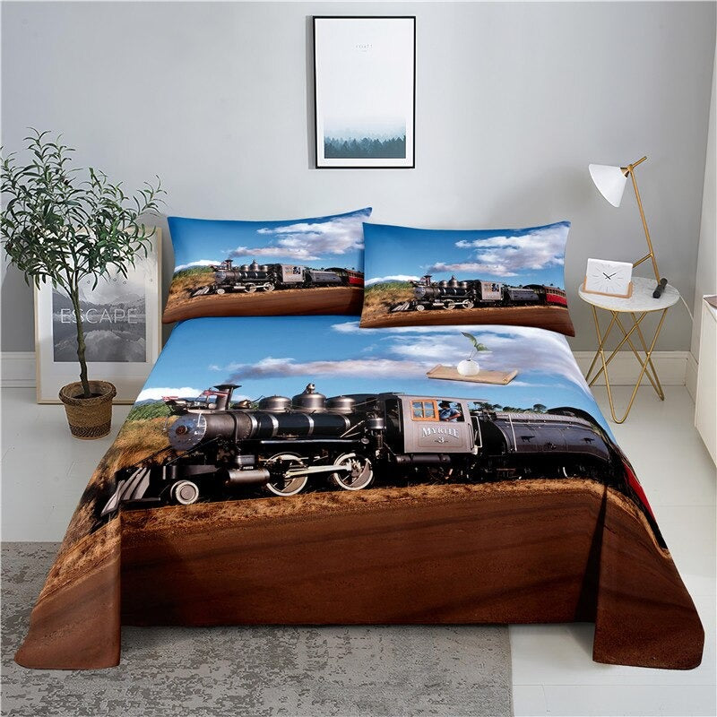 Train Printed Bedding Set