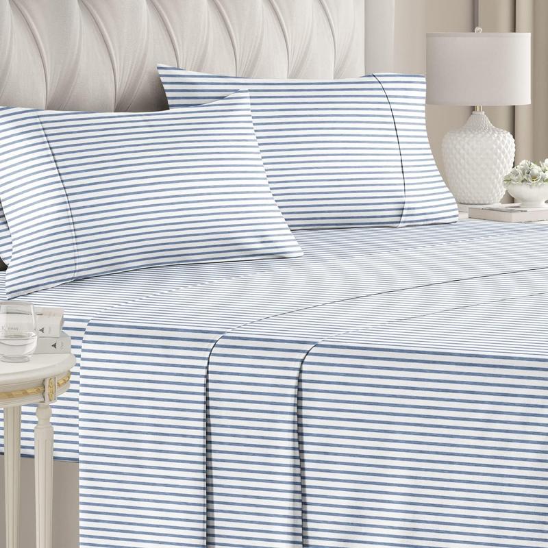 Pack Of 4 Striped Themed Bedsheet Set With Deep Pocket And Wrinkle Resistant Design