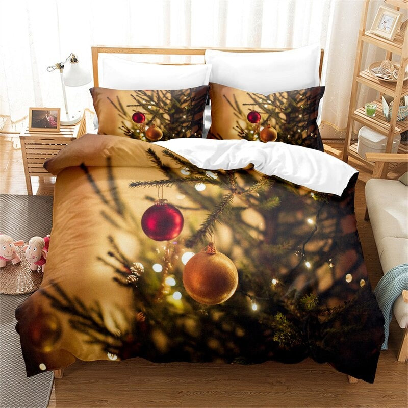Print Christmas Celebration Bedding Set