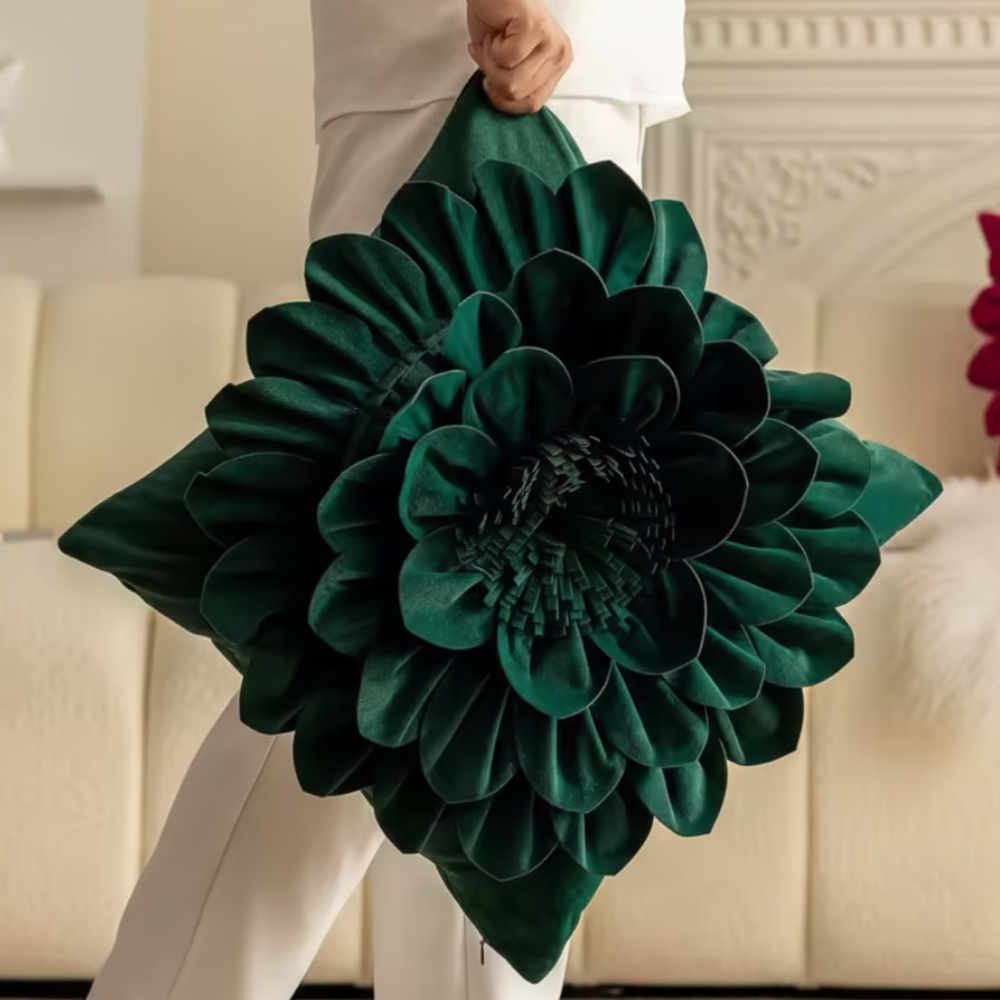 Christmas Velvet 3D Floral Patchwork Cushion Cover DecorativeVelvet Christmas Patchwork Cushion Cover Set - Image 7