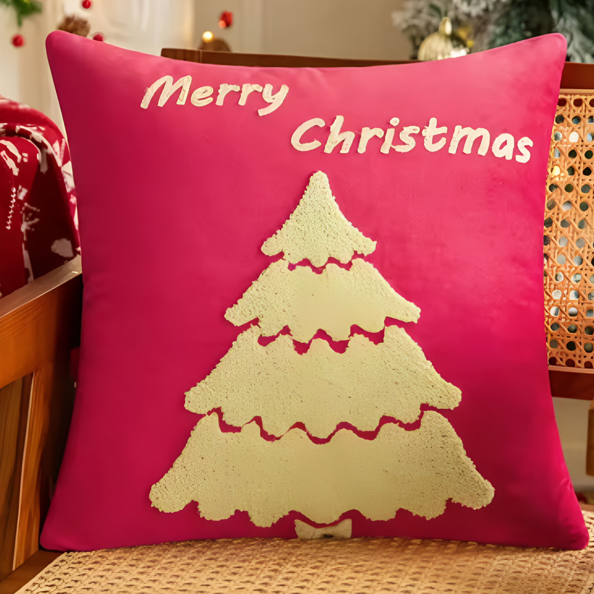Christmas Embroidered Tree Cartoon Decorative Pillow Cushion CoverChristmas Embroidered Cartoon Decorative Pillow Cushion Cover - Image 5
