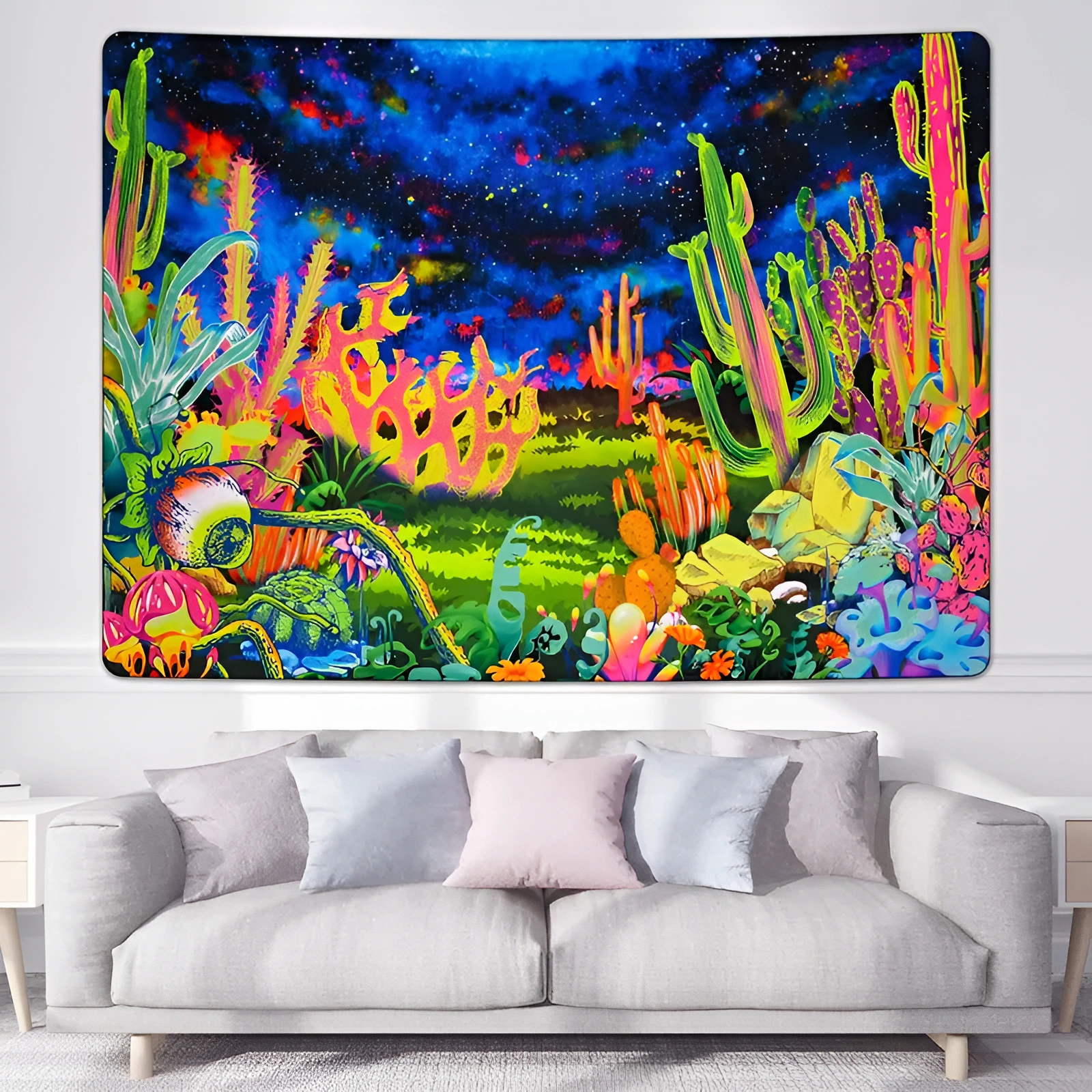 Black light Plants Tapestry 