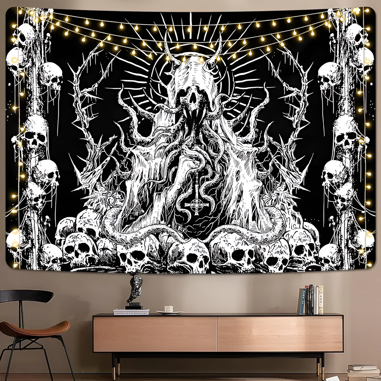  Skull Tapestry Mystic Skeleton Tapestries Black and WhiteAesthetic Wall Hanging Tapestry For Decor - Image 4