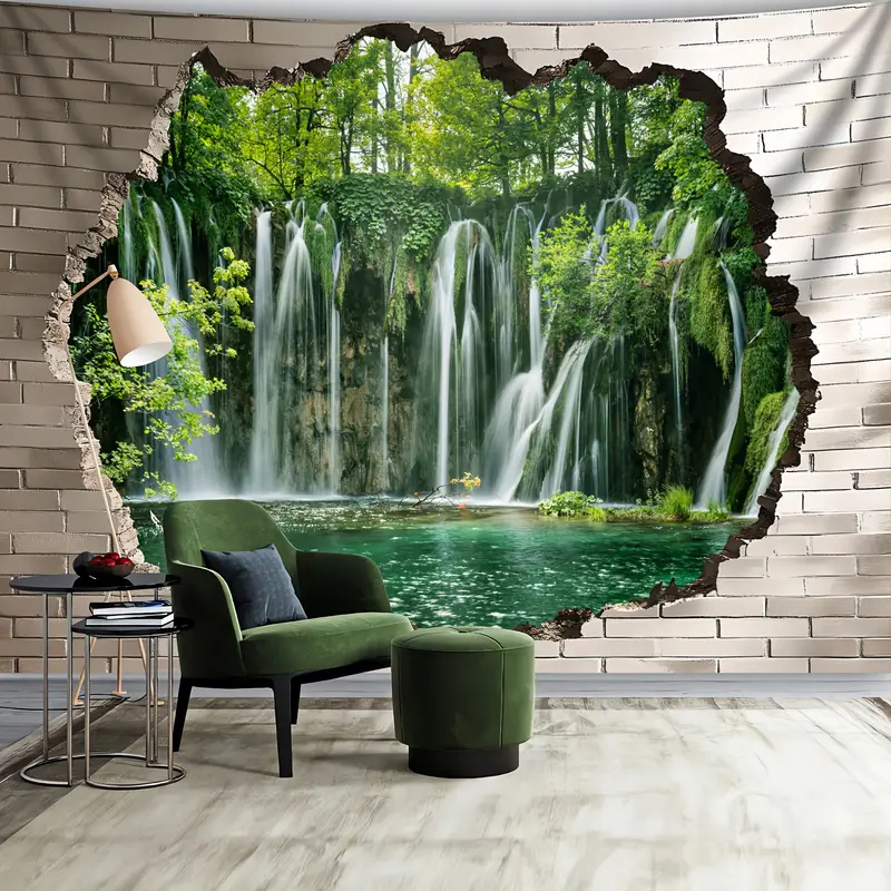 Stunning Immersive Waterfall Mural Wall Hanging TapestryStunning Immersive Waterfall Mural Wall Hanging Tapestry - Image 4