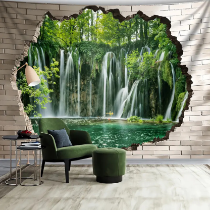 Stunning Immersive Waterfall Mural Wall Hanging Tapestry