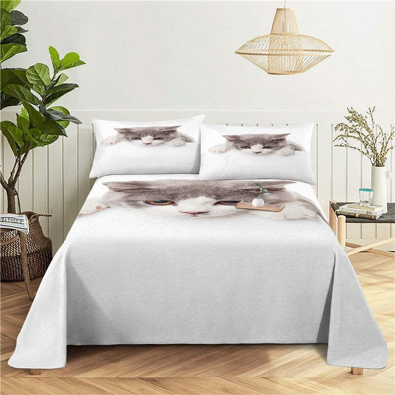Lazy Cat Digital Printing Flat Sheet With Pillowcase
