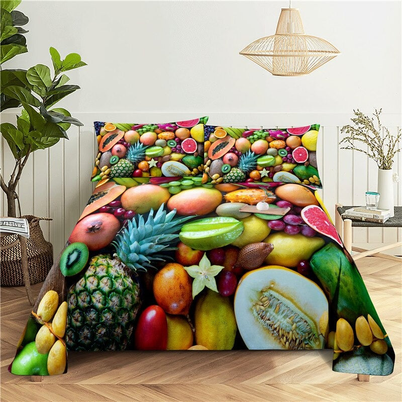 Fresh Fruit Print Bed Flat Bedding Set