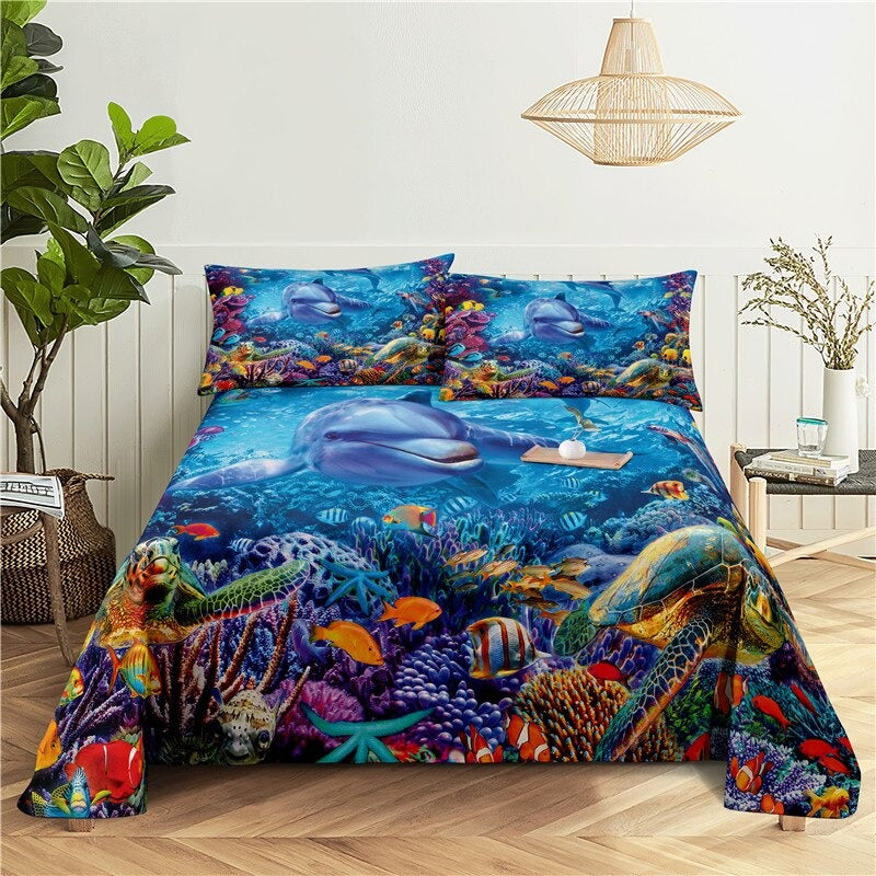 Marine Life Print Bedding Set