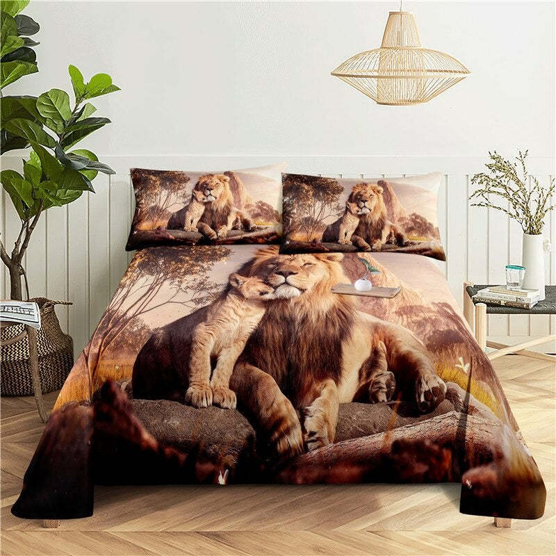 Warm Lion Printed Bedding Set
