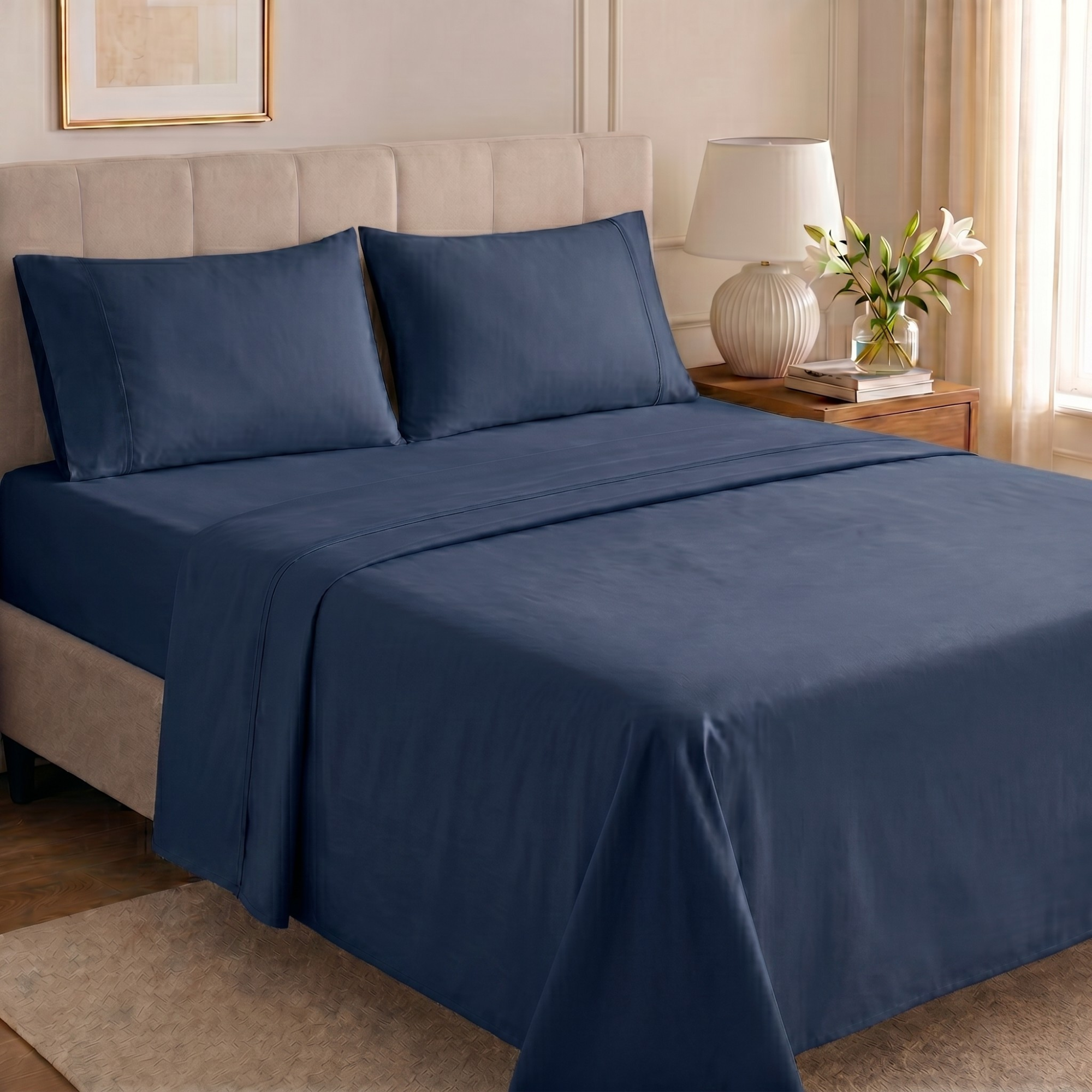 4 Piece Cooling Microfiber Sheet Set With Deep Pocket Design