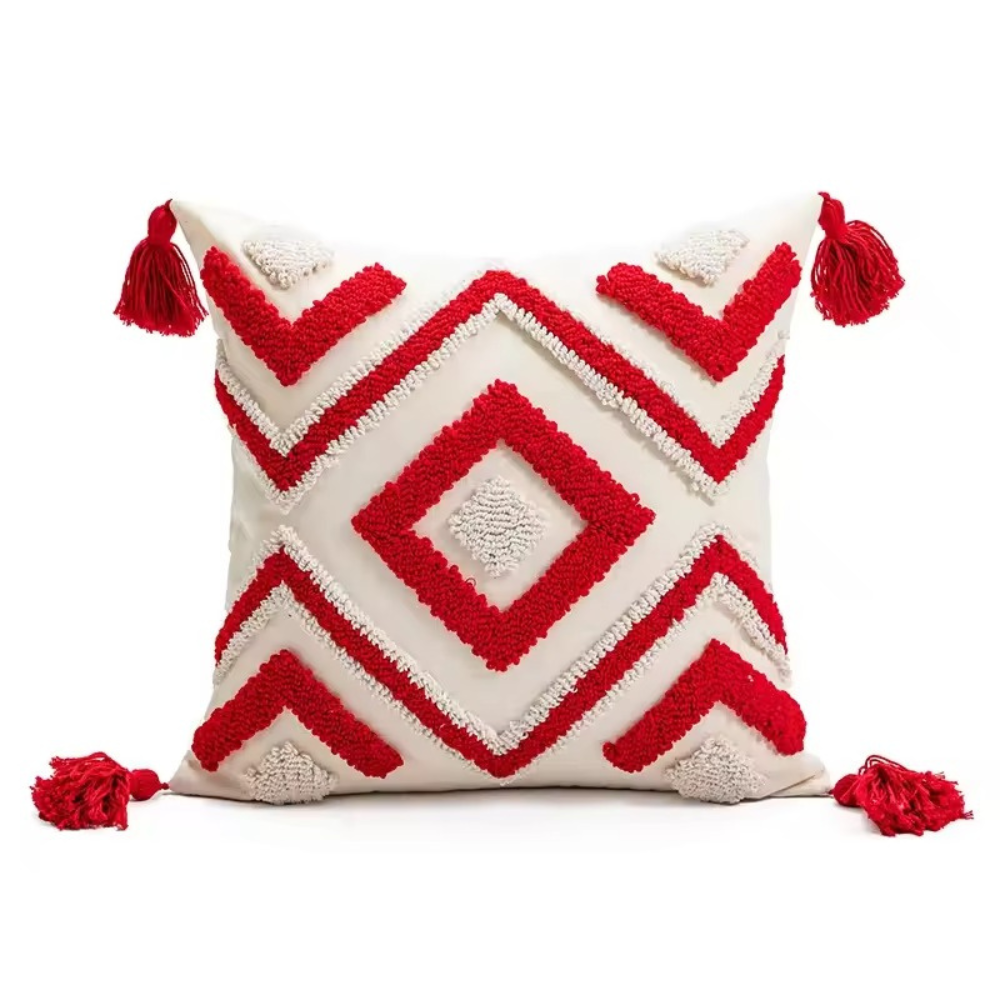Christmas Geometric Tufted Embroidered Pillowcase