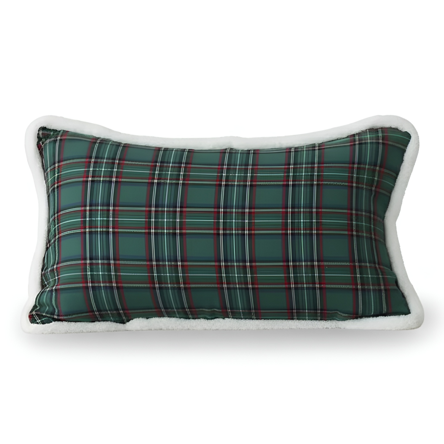 Christmas Themed Plaid Cushion Cover With Embroidered Snowflake Design