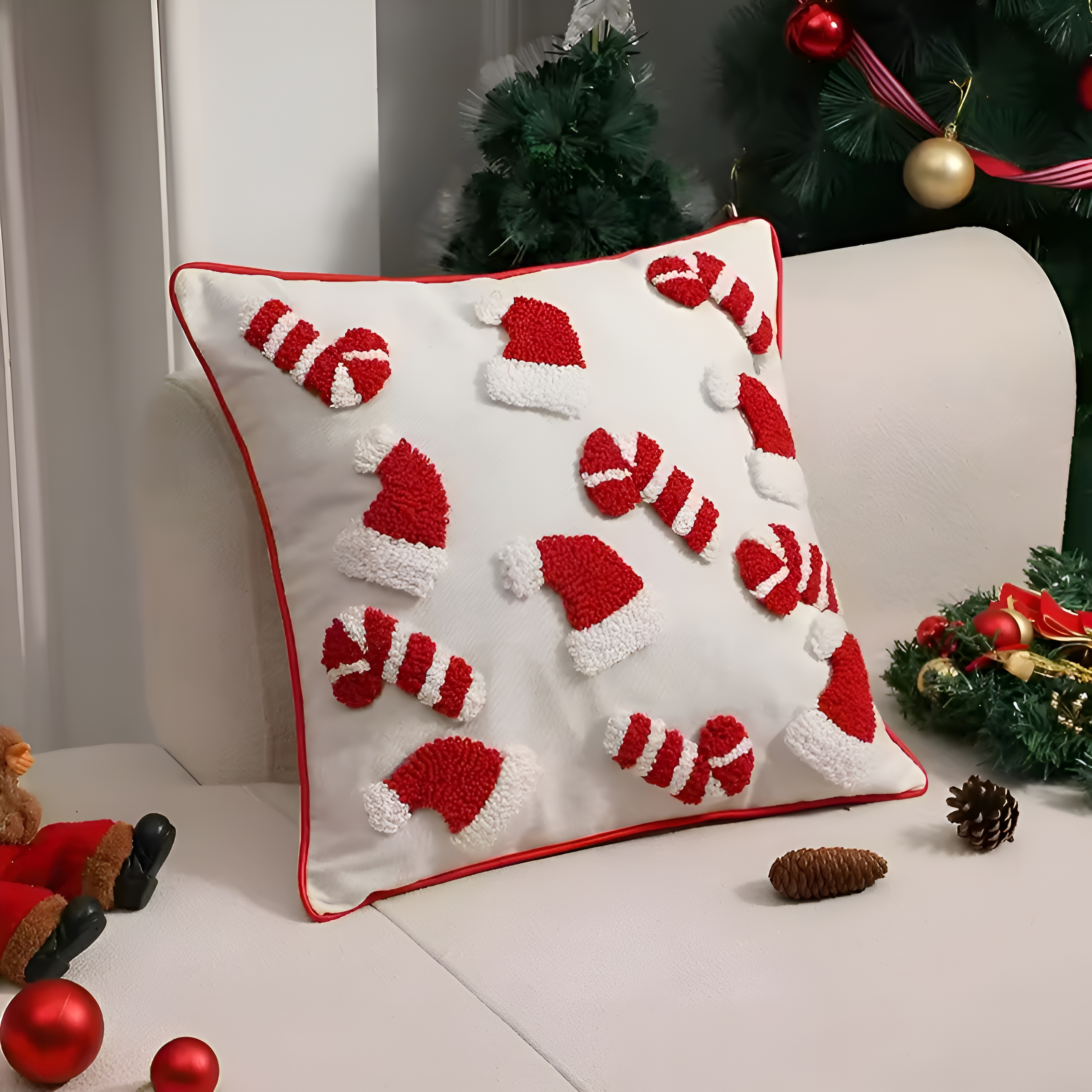 Christmas Tufted Cushion CoverChristmas Tufted Motif Cushion Cover - Image 10