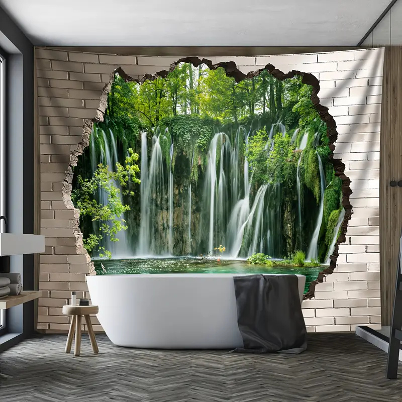 Stunning Immersive Waterfall Mural Wall Hanging TapestryStunning Immersive Waterfall Mural Wall Hanging Tapestry - Image 5