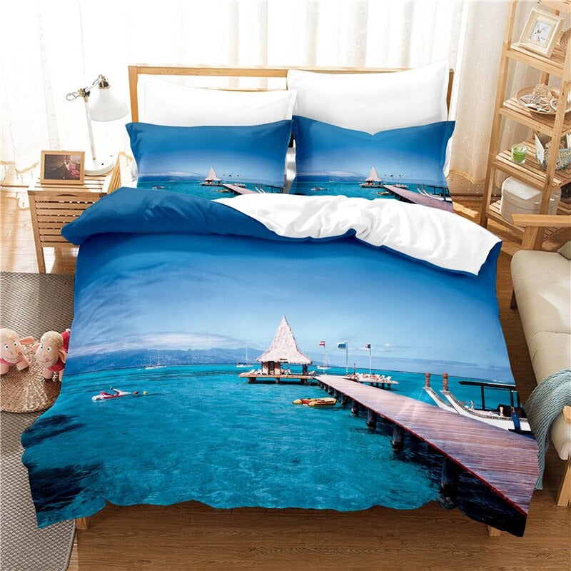 Seaside Scenery Printed Bedding Set