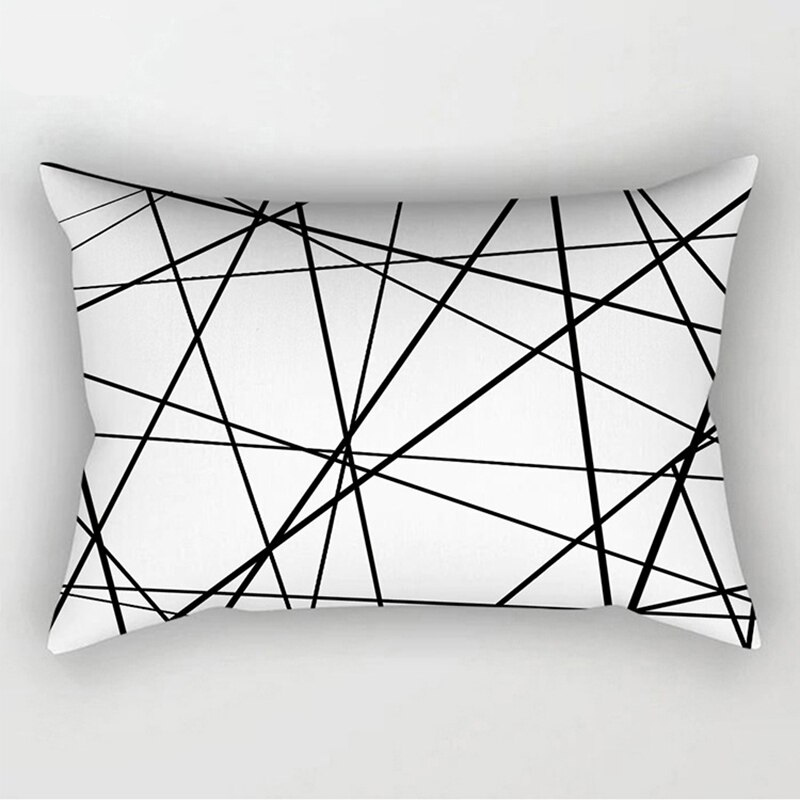 Monochrome Geometric Printed Rectangular Pillow Cover
