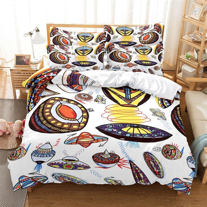 Racing Patterned Duvet Cover And Pillowcase Bedding Set