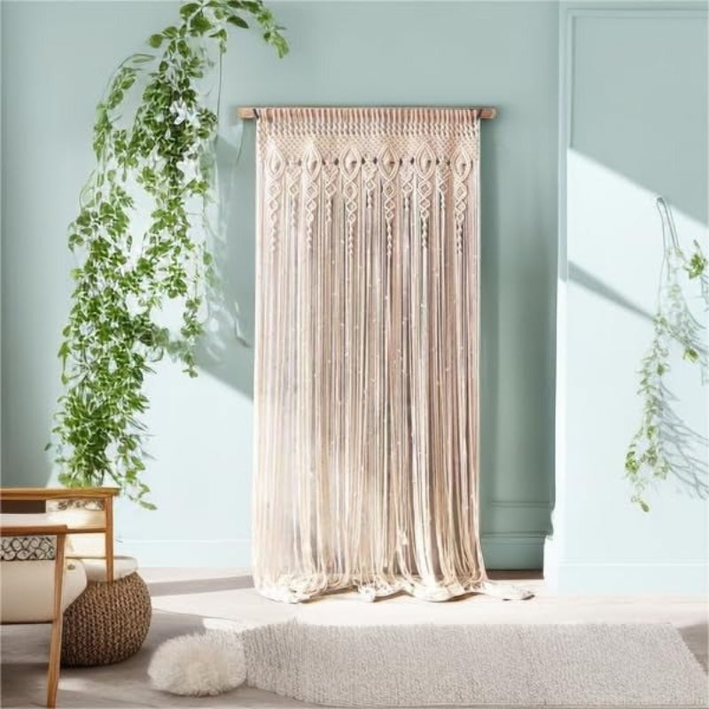 Handmade Cotton Boho Curtain - Woven Decorative Panel