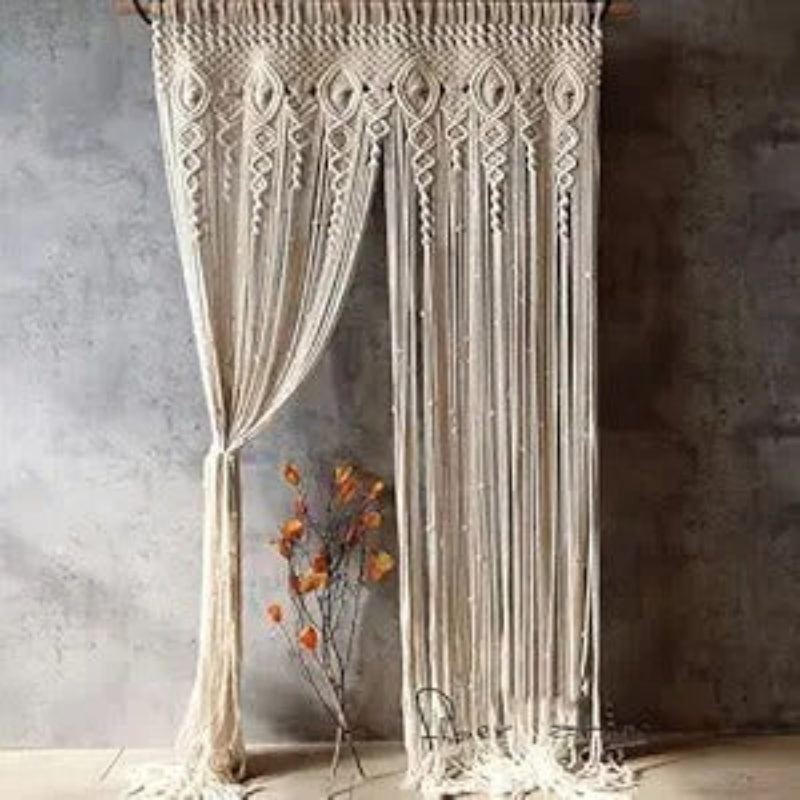 Handmade Cotton Boho Curtain - Woven Decorative Panel