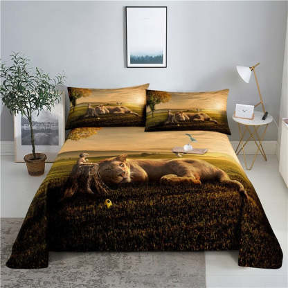 Warm Lion Printed Bedding Set
