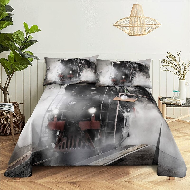 Train Print Bedding Set