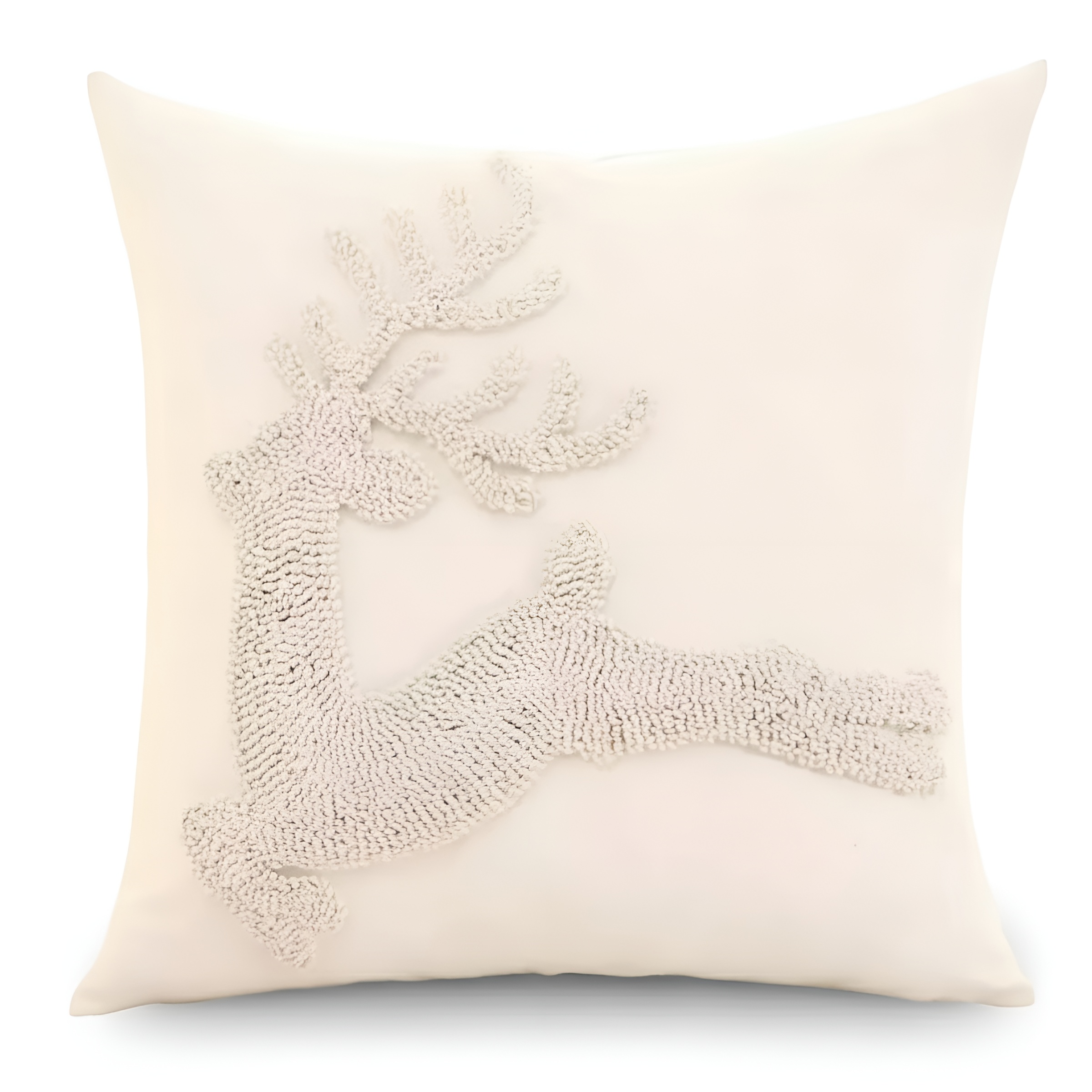 1 Piece Christmas Decoration Throw Pillow CoverChristmas Pillow Cover With Tufted Snowflake And Reindeer Design - Image 3