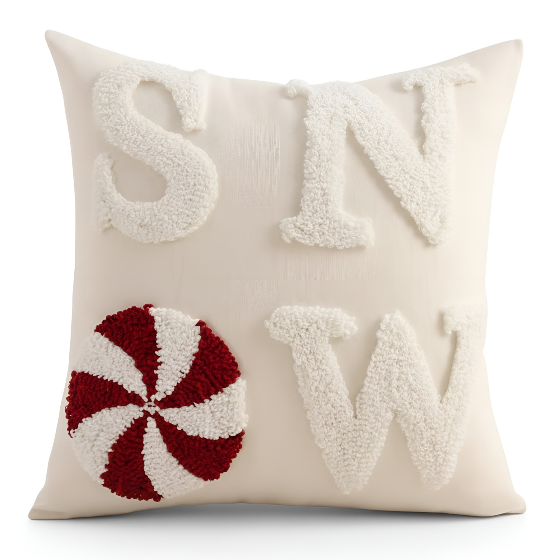 Christmas Tufted Bow Candy Decorative Square Cushion Cover