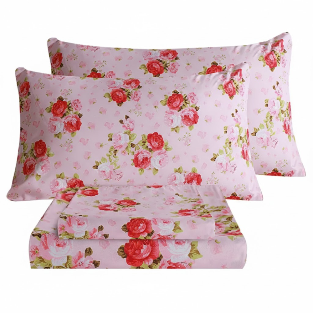 Pack Of 4 Floral Cooling Ultra Soft Bed Sheets
