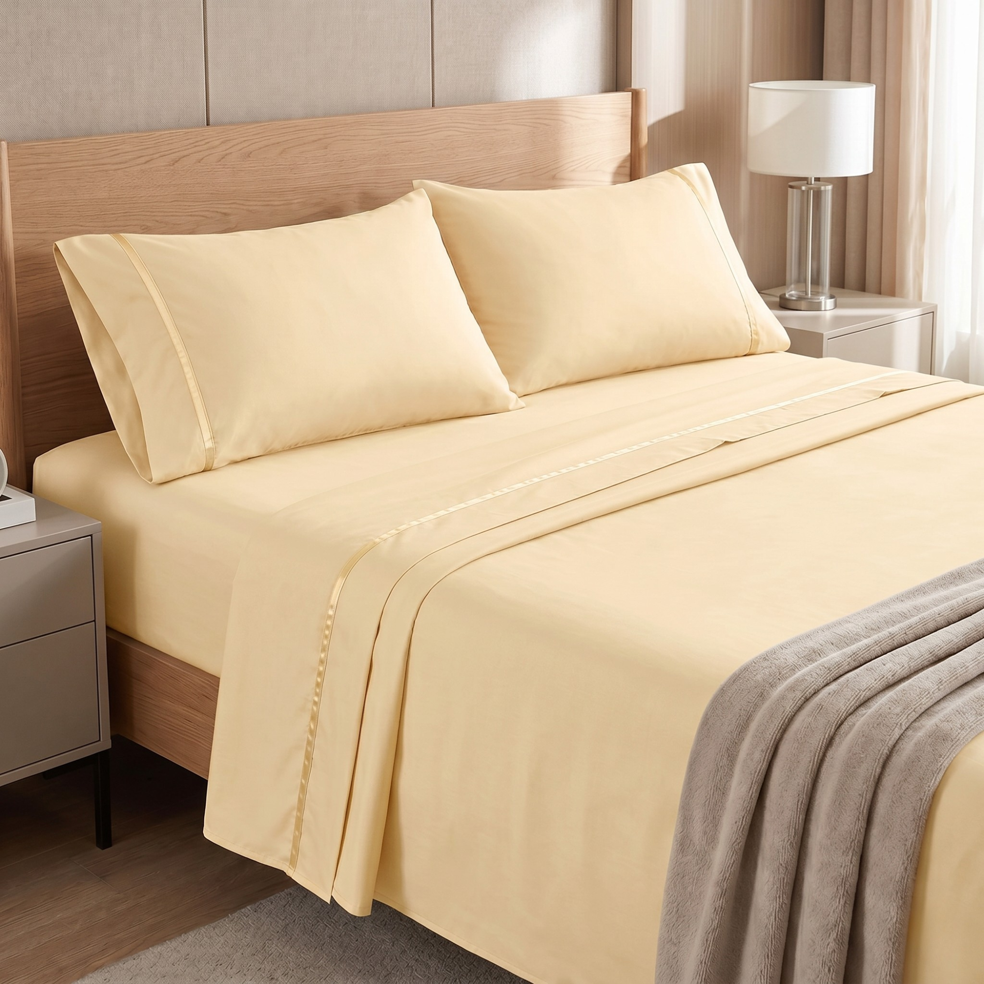 4 Piece Cooling Microfiber Bed Sheet Set With Deep Pocket