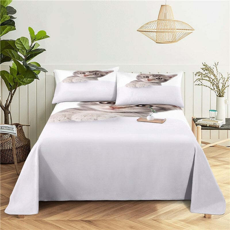 Lazy Cat Digital Printing Flat Sheet With Pillowcase