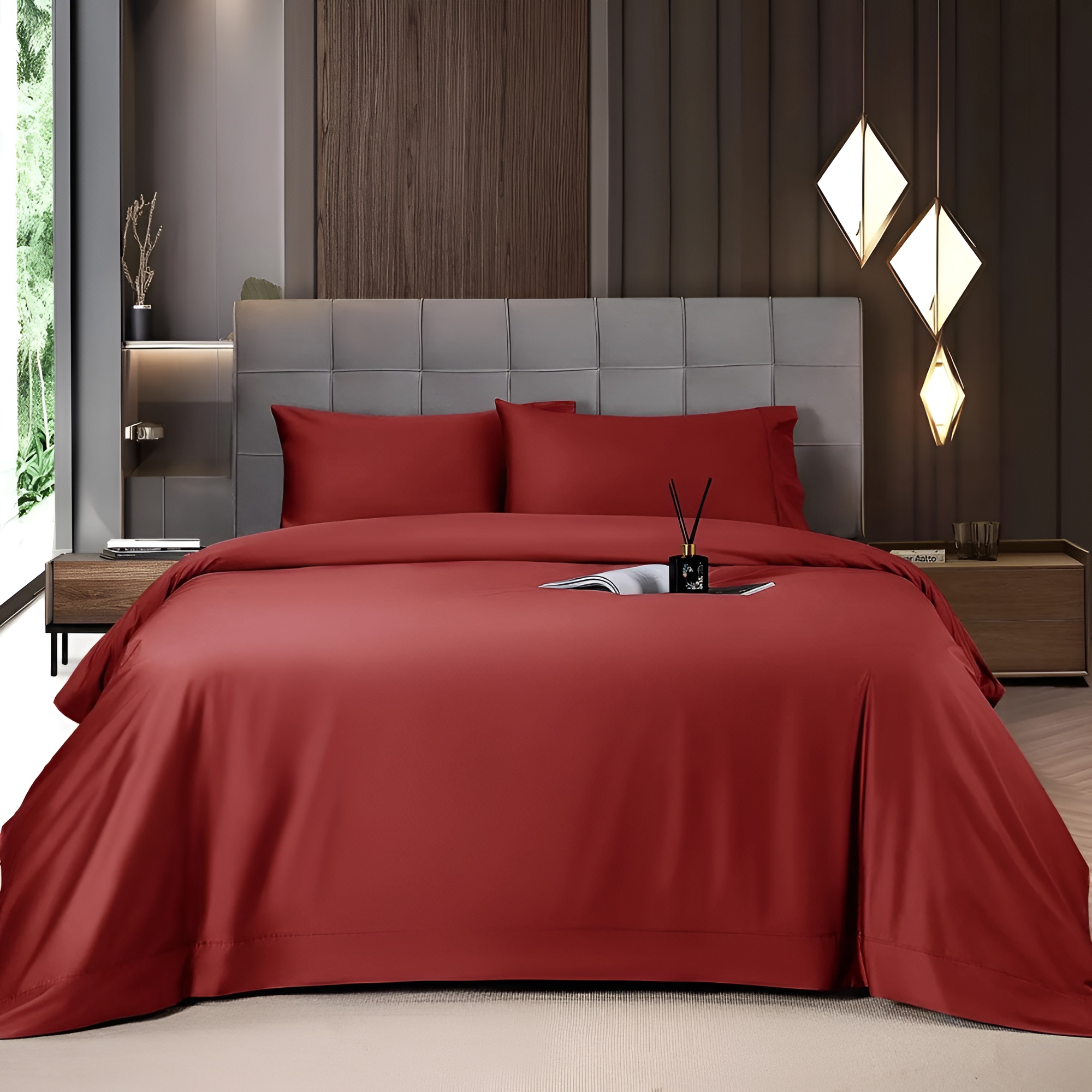 Bamboo Sheets Set 4/6 Pc,Cooling Breathable & Hotel Luxury Super Silky Soft, 16'' Deep Pocket, Wrinkle
