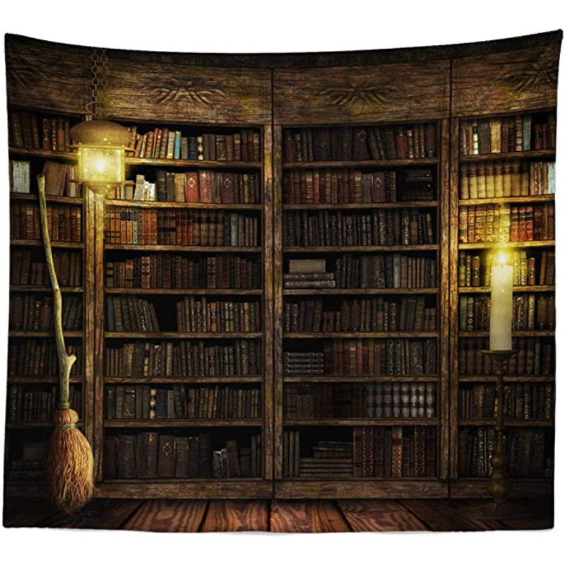 Vintage Bookshelf Tapestry Wall Hanging - Study Room Picture Art Tapestry Retro Bookshelf Wall Art Library Bohemian Hippie Wall Tapestries Bedroom College Dorm Decor