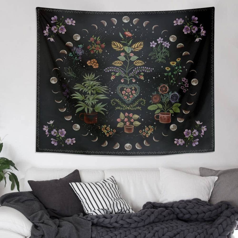 Bohemian Blacklight Plant Tapestry Wall Hanging Tapis Cloth