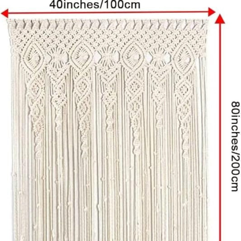 Handmade Cotton Boho Curtain - Woven Decorative Panel