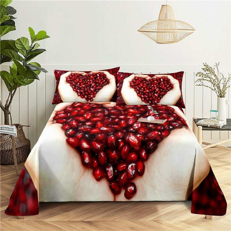 Fresh Fruit Print Bed Flat Bedding Set