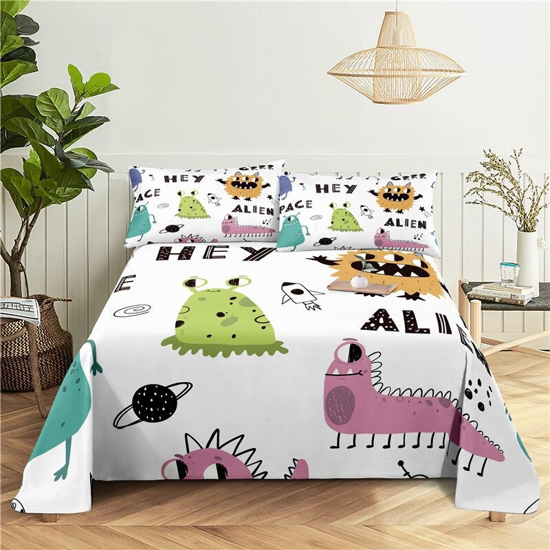 Cartoon Pattern Flat Bedding Set