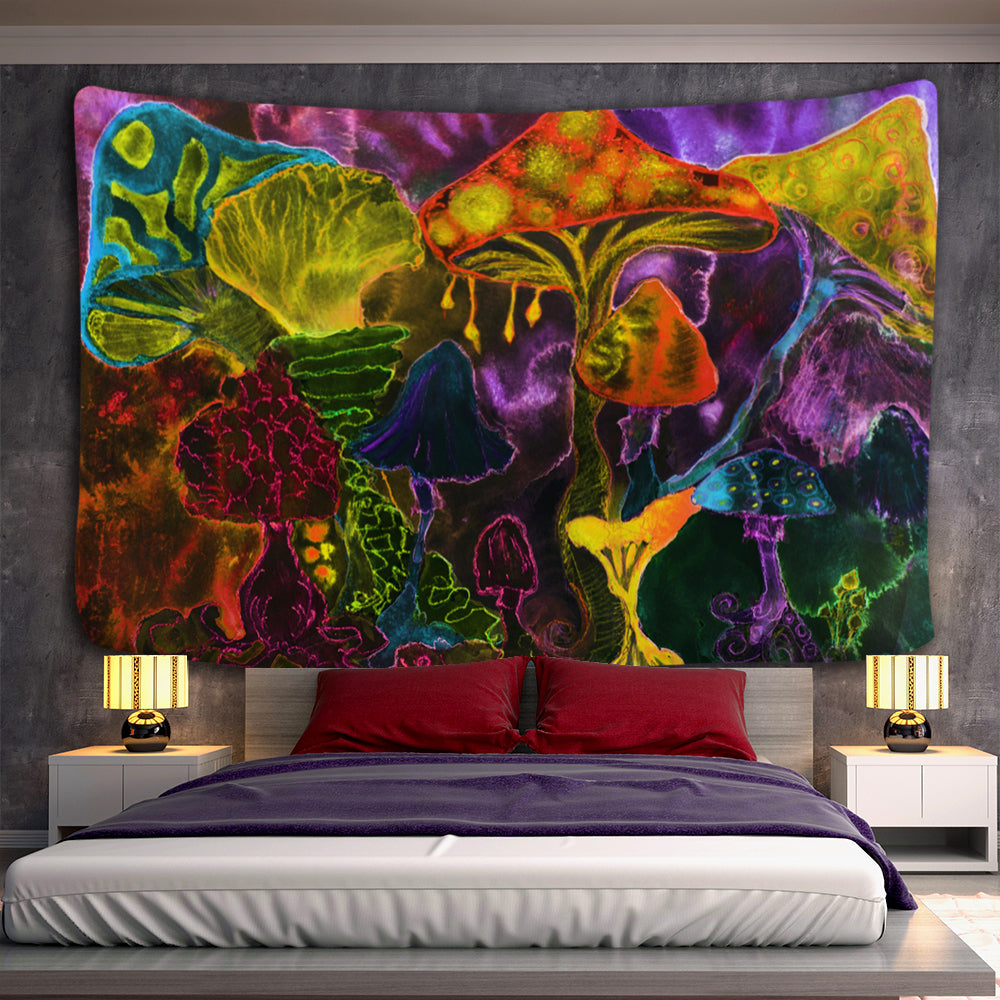 Oil Painting Mushroom Tapestry Wall Hanging Tapis Cloth