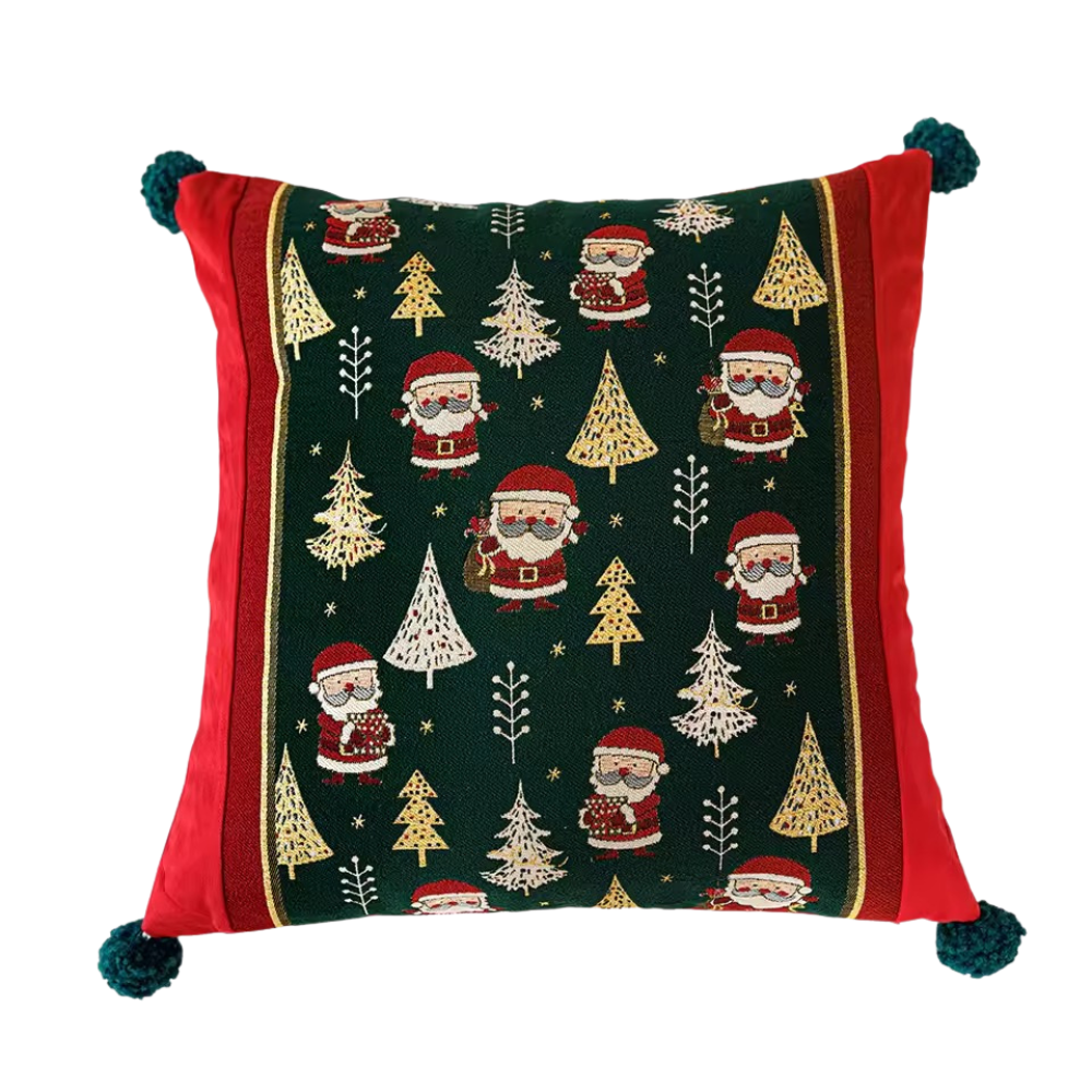 Jacquard Dyed Christmas Cushion CoverSnowman And Gifts Design Festive Christmas Cushion Cover - Image 4