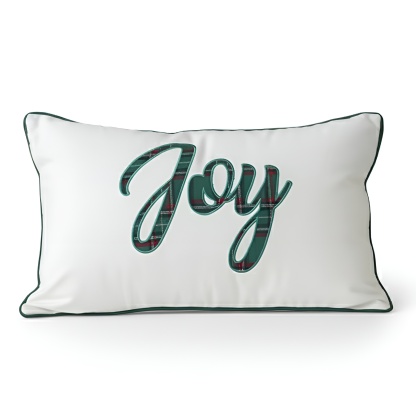 Christmas Themed Plaid Cushion Cover With Embroidered Snowflake Design