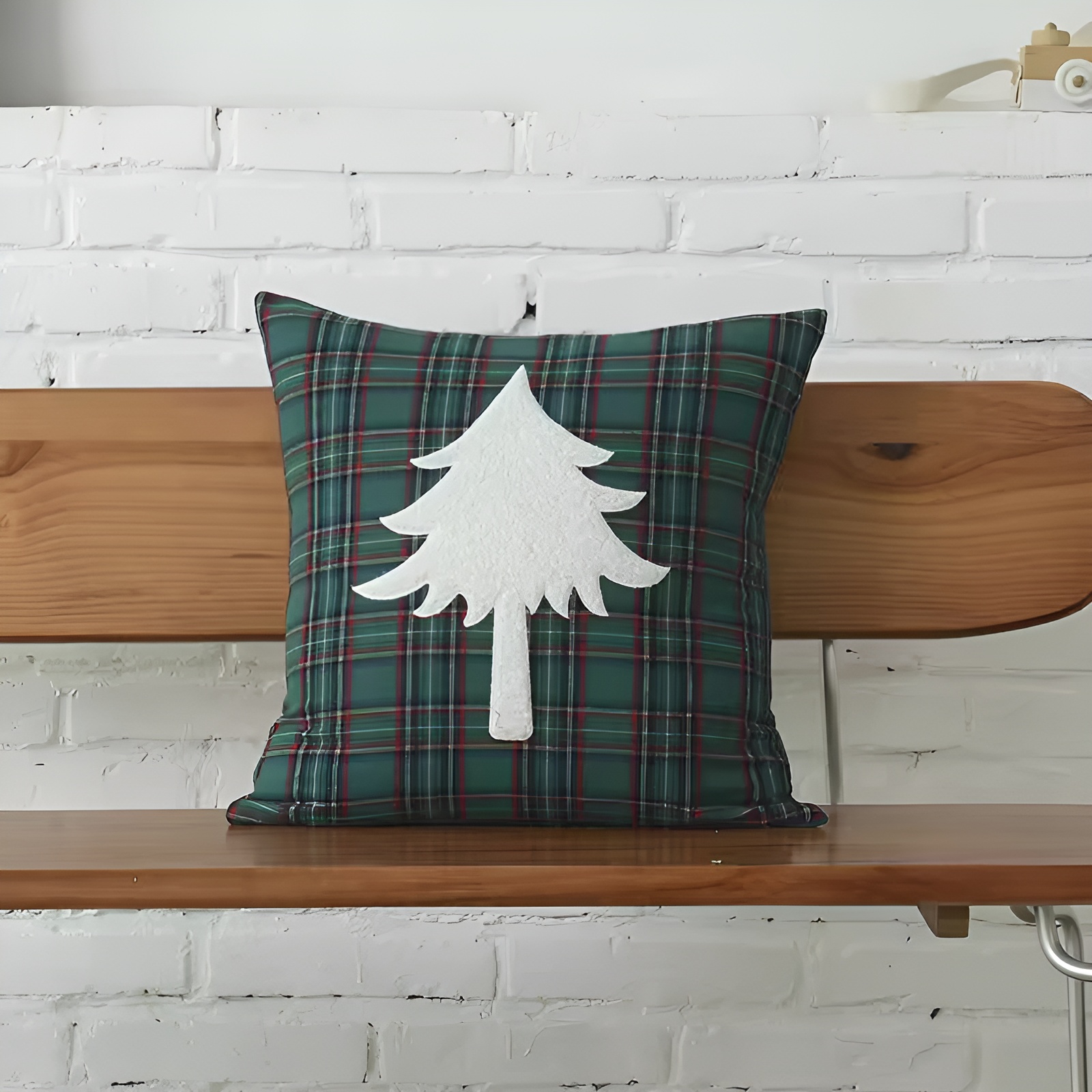 Christmas Themed Plaid Cushion Cover With EmbroideredChristmas Themed Plaid Cushion Cover With Embroidered - Image 16