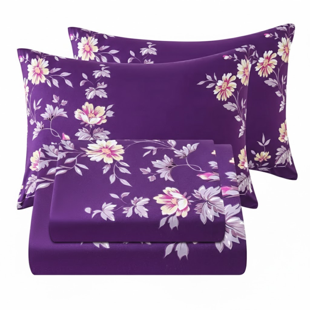 Pack Of 4 Floral Cooling Ultra Soft Bed Sheets