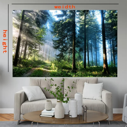 Oversized Landscape Fabric Wall Hanging Woven Forest Tapestry