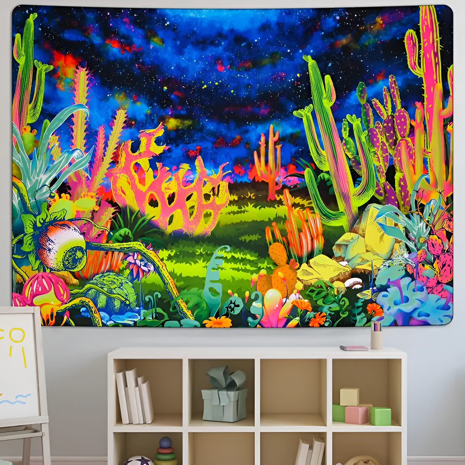 Black light Plants Tapestry 