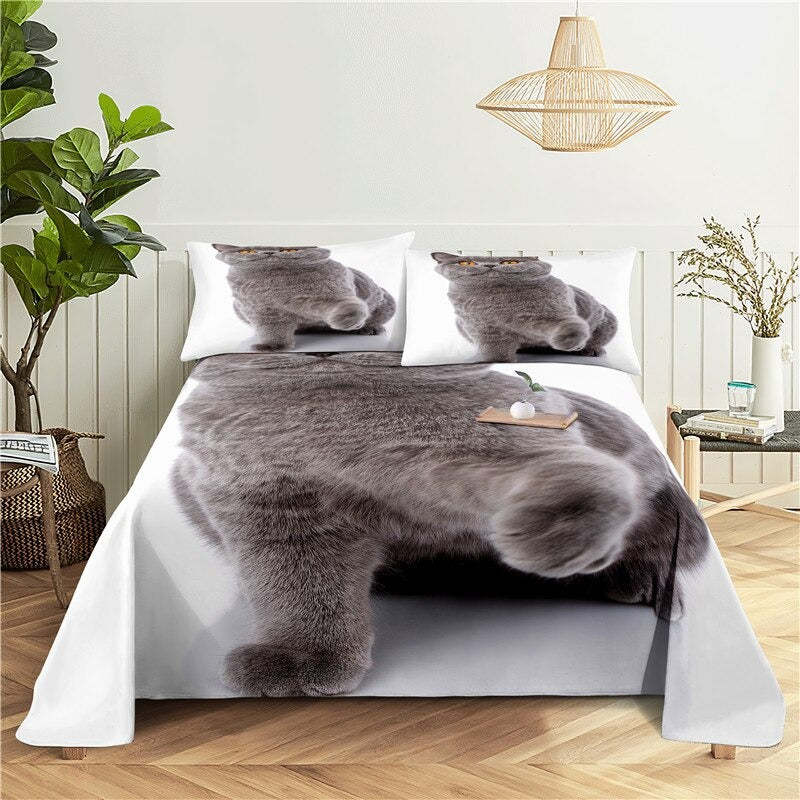 Lazy Cat Digital Printing Flat Sheet With Pillowcase