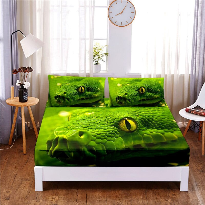 Serpent Digital Printed 3 Pc Fitted Sheet