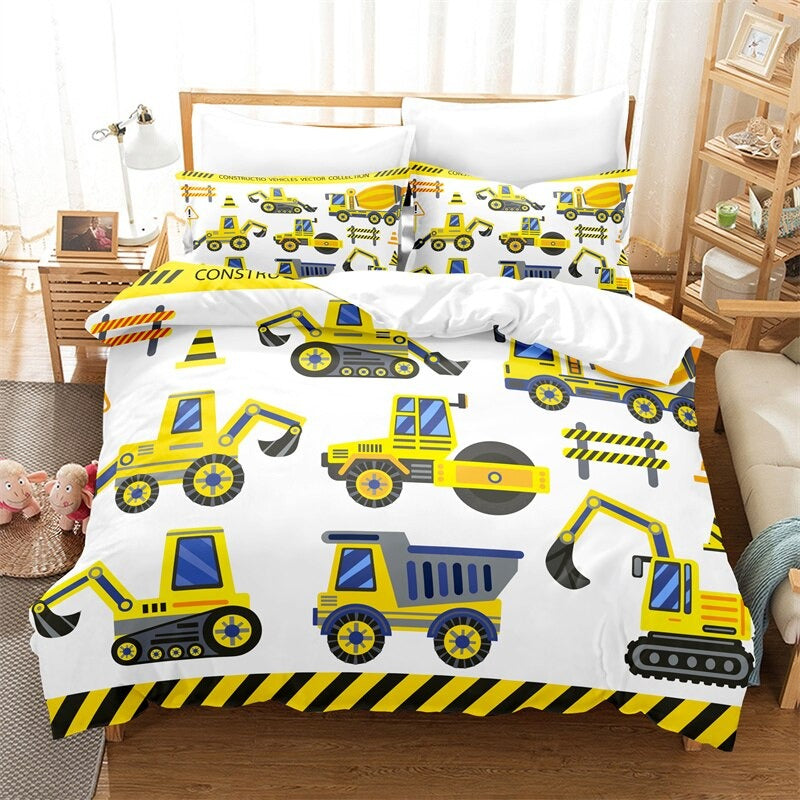 Racing Patterned Duvet Cover And Pillowcase Bedding Set