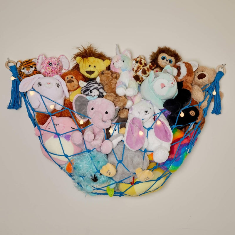 Macrame Stuffed Animal Hammock With LED String LightsMacrame Stuffed Animal Hammock With LED String Lights - Image 4